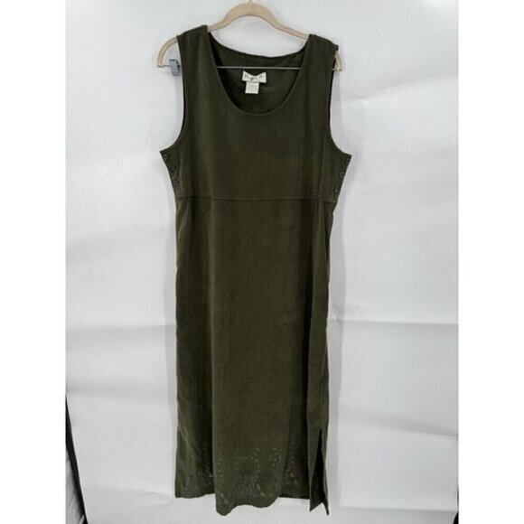 Mary McFadden Dresses & Skirts - Mary McFadden Dress Women Medium Green Floral Embroidered VTG Western Boho Chic